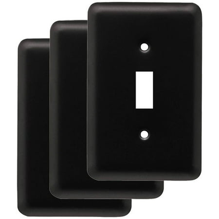 - Franklin Brass Stamped Round Single Switch Wall Plate in Flat Black, 3-Pack