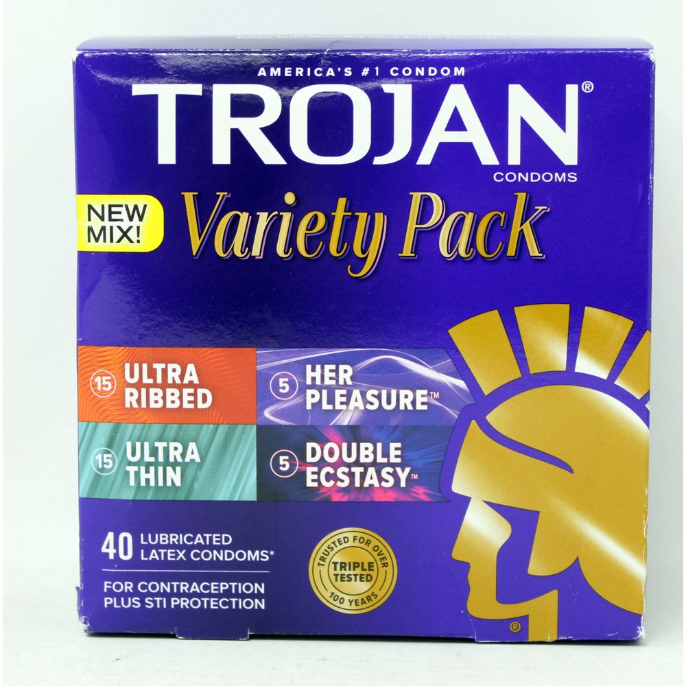 Trojan Lubricated Latex Variety Condom Pack 40 Count