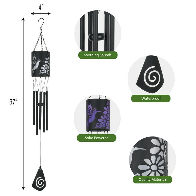 Mainstays Solar-Powered Hummingbird Wind Chime - Walmart.com