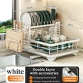 thumbnail image 3 of Dish Drying Rack- Space-Saving Dish Rack, Dish Racks for Kitchen Counter, Stainless Steel Kitchen Drying Rack with a Cutlery Holder,12''W x 17''L, White, 3 of 6