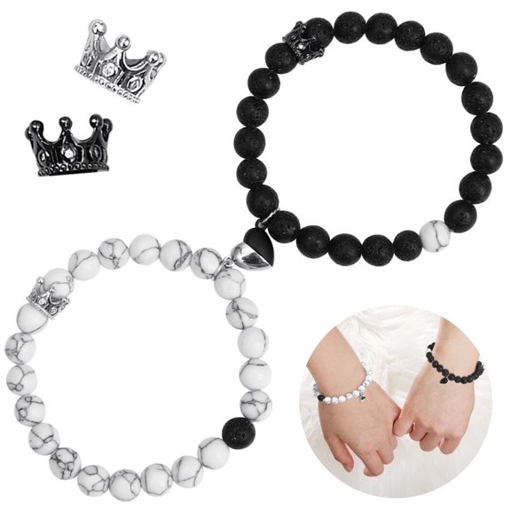 Couple Bracelets, Crown Couple Bracelets, Matching Bracelets for Couples, King & Queen Crown Bracelets for Valentine's Day, Engagement, Wedding, Anniversary