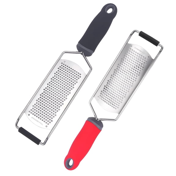 2 PCS Stainless Steel Cheese Graters, 12.2 Inches Long Sharp Cutter Zester for Parmesan Lemon Ginger Chocolate, Kitchen Grater with Non-Slip Handle for Hard Cheese Citrus Garlic
