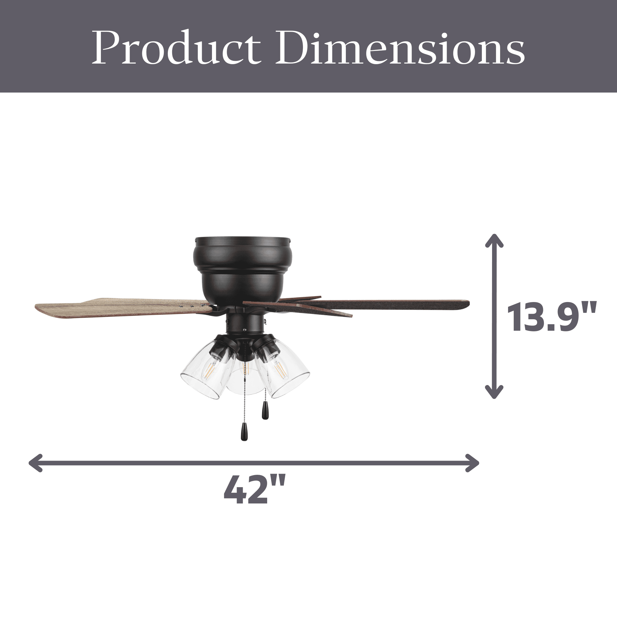 Better Homes & Gardens 42" Black Traditional Indoor Ceiling Fan with Lights, Pull Chain Control & Reverse Airflow