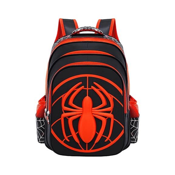 Spider School Backpack for Boys,Lightweight Elementary Student Bookbag with Large Capacity,Multi Compartments,Adjustable Shoulder Straps,Back to School Essential Red & Black