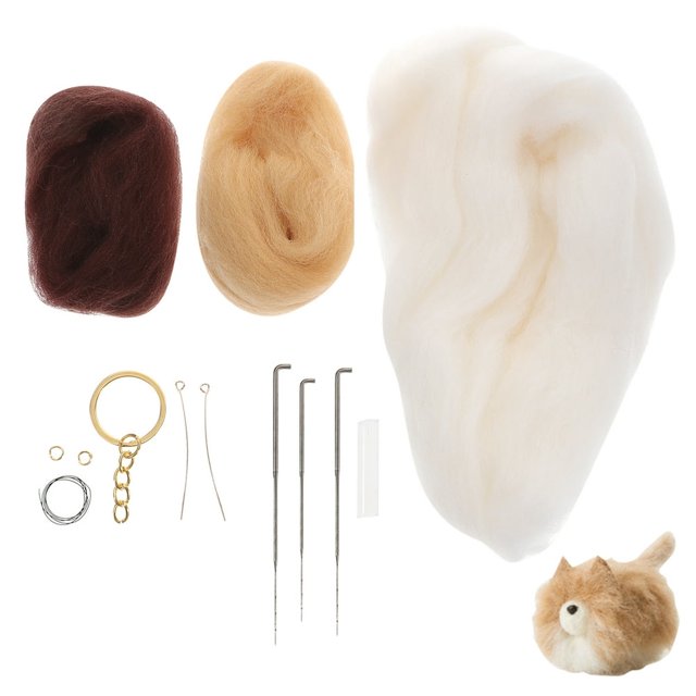 LEEYNEER 1 Set Needle Felting Kit DIY Wool Felt Materials Animals Needle Felting Supplies for Crafting