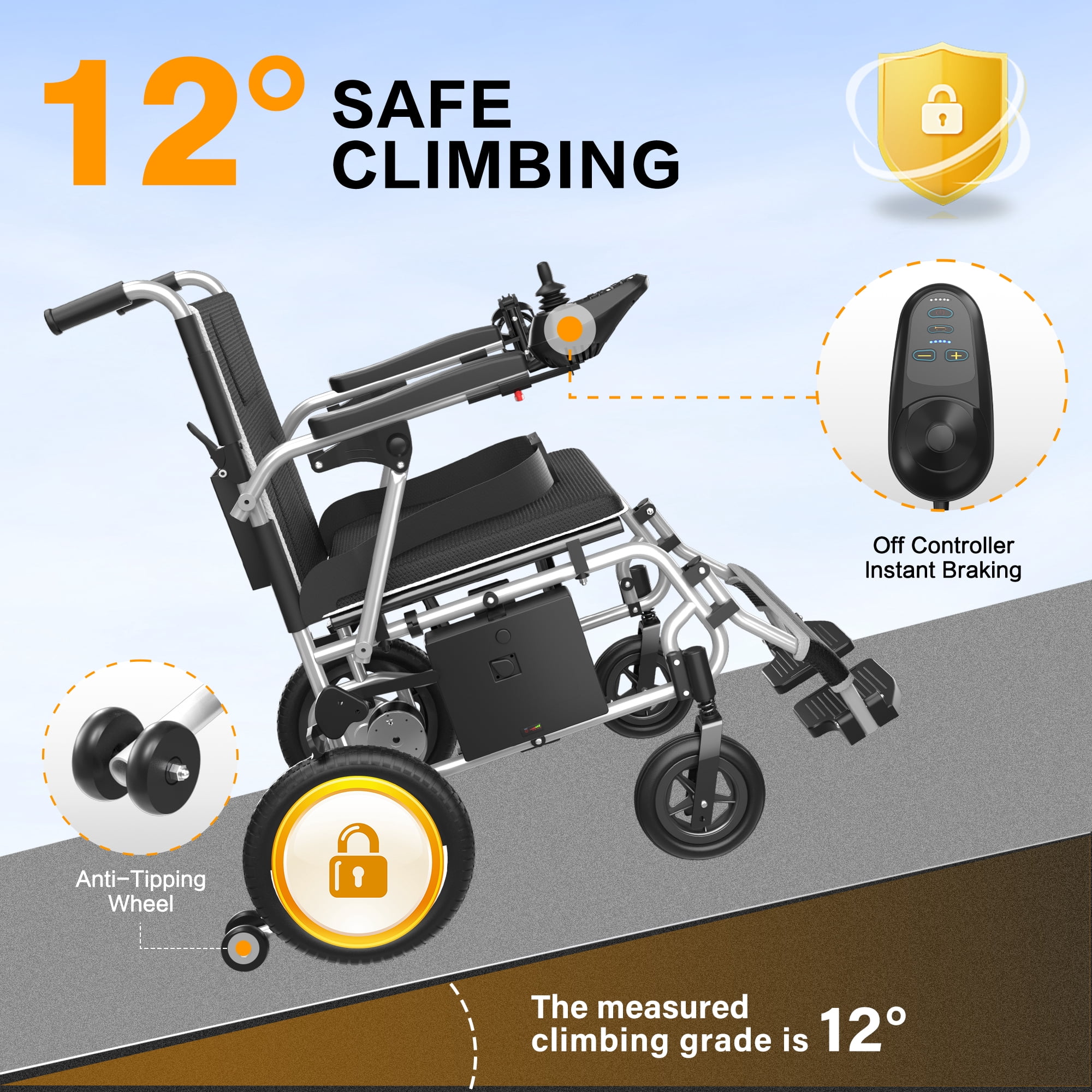 COOLHUT 37 Lbs Electric Wheelchair 25+ Miles Long Travel Range, Foldable & Lightweight Motorized Wheelchair with Safety Features Hold Up 350lbs 8-Year Warranty, Ideal for Seniors & Travel