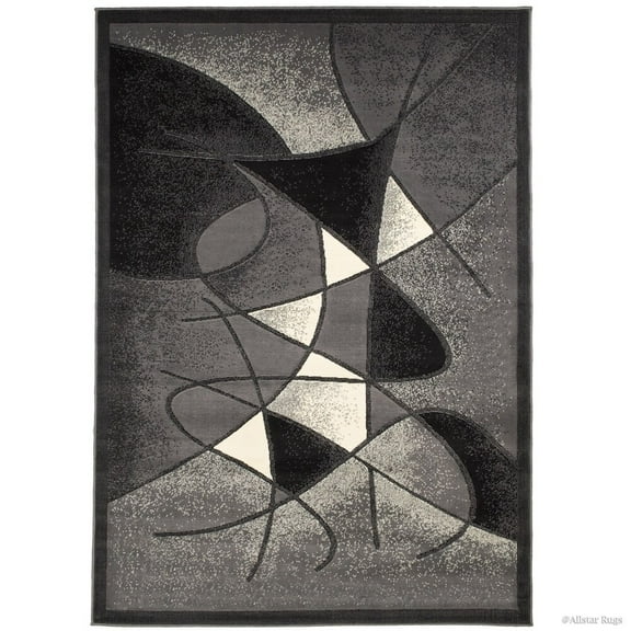 Allstar Rugs Allstar Distressed Modern Swirl Design Rug Gray 7' 9"x10' 2" 8' x 10'