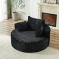 thumbnail image 6 of 55" L-Shaped Corduroy Couch, No Assembly Required, Black, 6 of 7