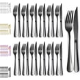 thumbnail image 1 of Evanda Black Steak Knives Set 24 Piece, Black Titanium Plating Stainless Steel 12 Dinner Forks and 12 Dinner Knives Set, Steak Knives Steak Forks, Dishwasher Safe, 1 of 7