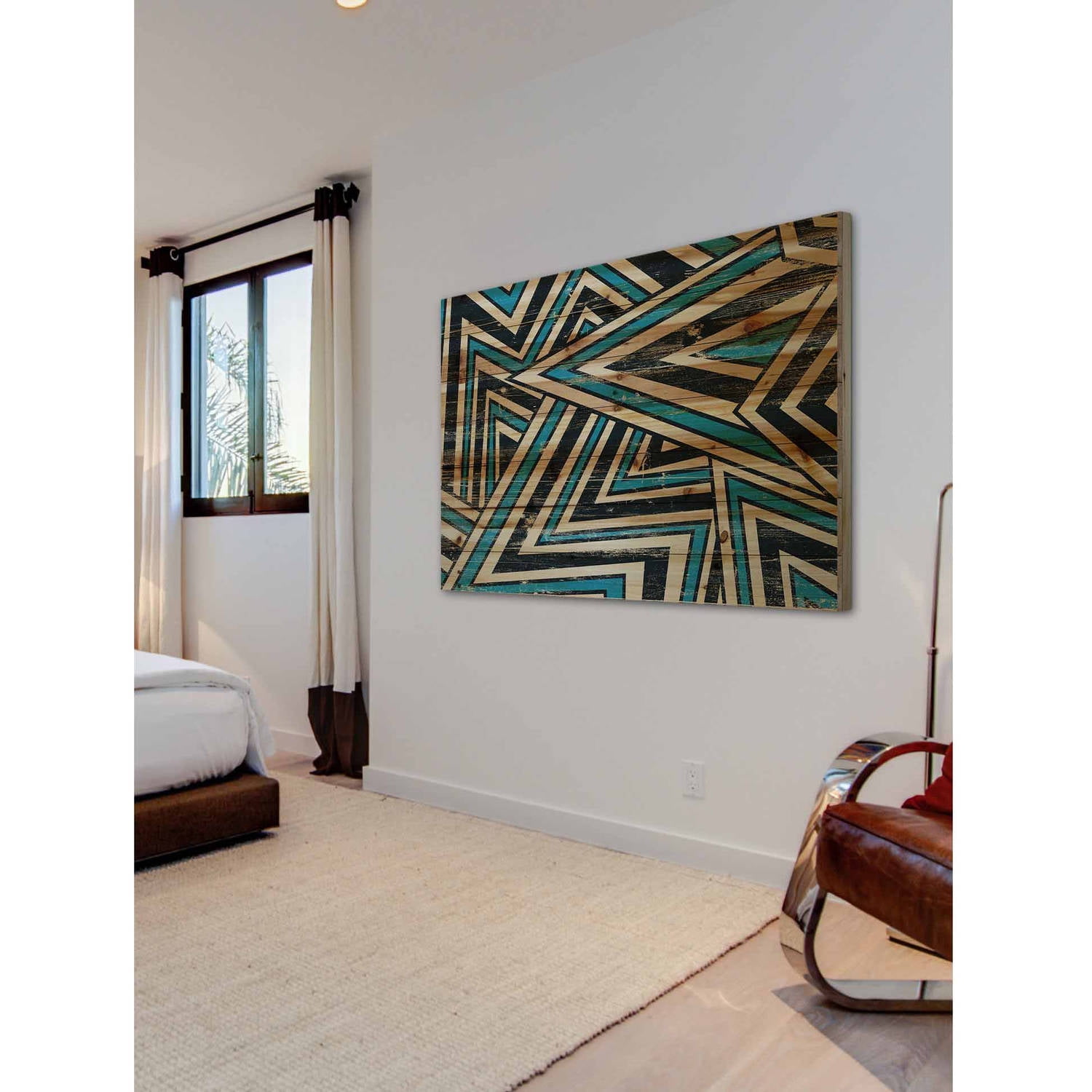 "Alternating Direction" Painting Print on Natural Pine Wood