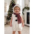 thumbnail image 4 of RUINIXCW Kids Toddler Snowmen Costume Newborn Baby Girl Boy Christmas Halloween Cosplay Outfit Infant Fall Winter Fleece Sleeveless Top Scarf Hat Set, 4 of 10