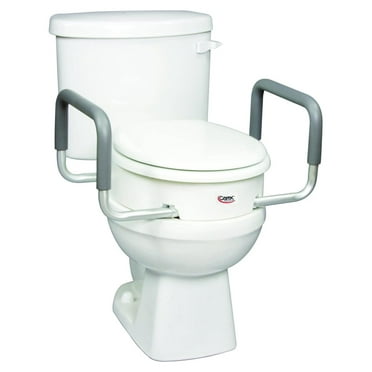 3.5 Inch Raised Toilet Seat with Handles - For Elongated Toilets, Toilet Seat Riser with Removable Padded Handles, Elevated Toilet Seat, Support 250lbs, White