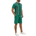 thumbnail image 4 of INSPIRE CHIC Men's 2 Pieces Sets Polo Shirt & Shorts Printed Knit Outfits XL Green, 4 of 6