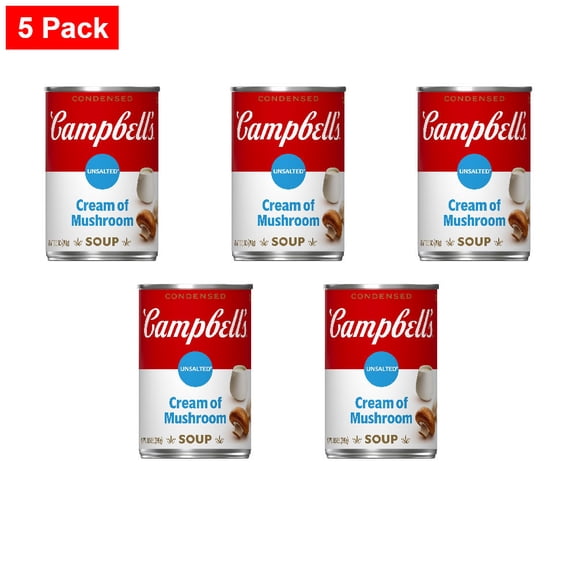 Campbells Condensed Unsalted Cream of Mushroom Soup 10.5 oz - 5 Pack