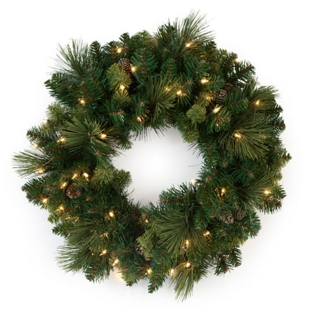 National Tree Company 24" Carolina Pine Wreath with Clear Lights