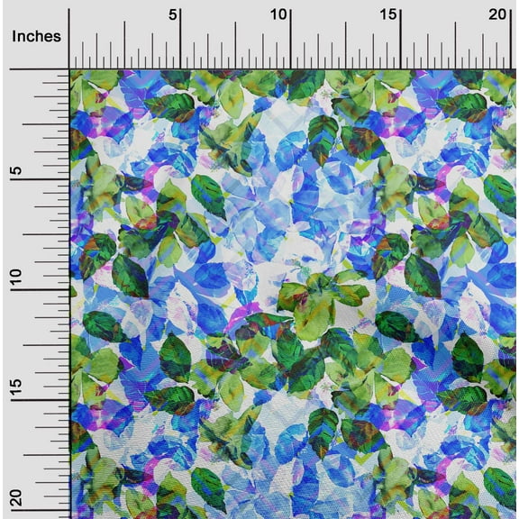 oneOone Cotton Jersey Blue Fabric Leaves Watercolor Diy Clothing Quilting Fabric Print Fabric By Yard 58 Inch Wide