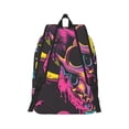 thumbnail image 2 of Honeii Neon Gothic Skull Moon Print Canvas College Laptop Backpack, Durable Rucksack Travel Notebook Bag School Backpack Book Bag for Men Women-Medium, 2 of 7
