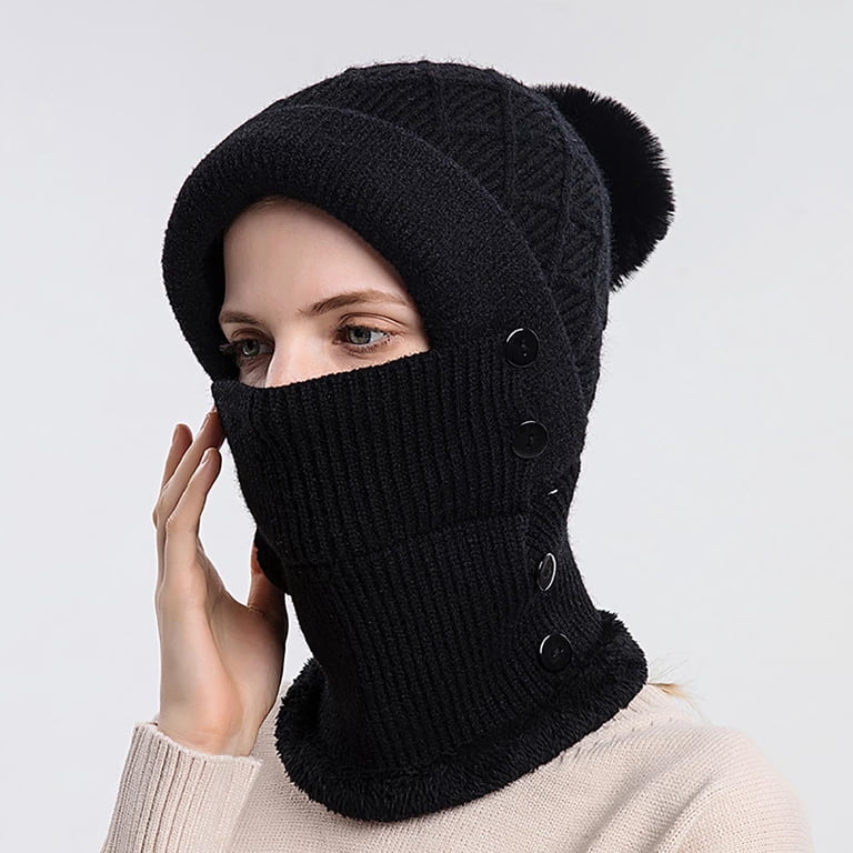 Wmkox8yii Women Winter Beanie Hats Scarf One-Piece Fleece  display picture 3