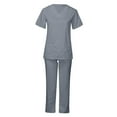 thumbnail image 1 of Conjunto de uniforme médico para mujer, uniforme de enfermería, uniforme médico con cuello en V, top y pantalón médico. S, 1 of 8