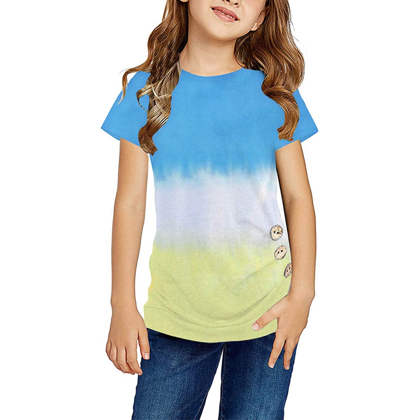 Zanvin Baby Clothes 12 18 Months summer Clearance Gifts Summer Girls Short Sleeved Color Tie Dye Pattern Round Neck T Shirt Tops For Kid Baby Boy Gir