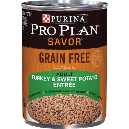 Purina Pro Plan Grain Free Pate Wet Dog Food, SAVOR Grain Free Turkey & Sweet Potato Entree, 13 oz. Can