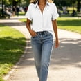 thumbnail image 5 of Enjoytime Button Down Shirts for Women Collared Short Sleeve Work Shirts Solid Color Dressy Business Casual Tops, 5 of 7