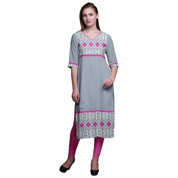 Bimba Printed Straight Kurtis For Women Panel Kurta Summer Tunic