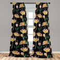 thumbnail image 2 of Botanical Themed Window Curtains, Blooming Tulip Pattern With Pastel Colors Simple Design Print, Lightweight Decor 2-Panel Set with Rod Pocket, Pair of - 28"x84", Charcoal Grey Pale Pink, by Ambesonne, 2 of 3