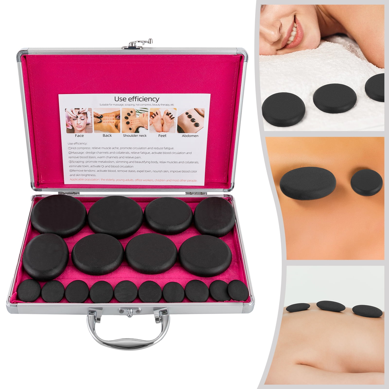 20pcs/set Hot Stone Massage Set Heater Box Relieve Stress Back Pain Health  Care