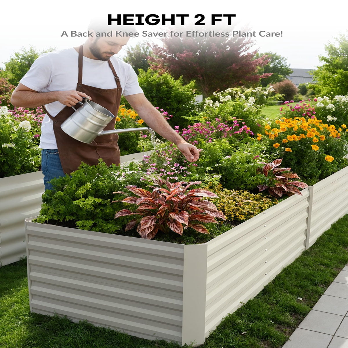 Danolapsi 2pcs Metal Raised Garden Bed, Deep Root Planter Box for Vegetables, Flowers, Herbs- Large Metal Raised Garden Bed Kit Outdoor