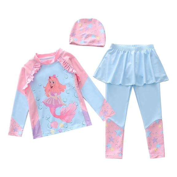 MuXiKeJi Clothes Girls Swimsuits One Piece Ruched Solid Color with Floral Printed Cover Up Skirt Girls Bathing Suits