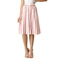 thumbnail image 6 of INSPIRE CHIC Women's Stripes Button Front Elastic Back A Line Midi Skirt S Pink, 6 of 8