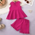 thumbnail image 5 of MEZZALL Summer Girls Outfits Toddler Casual Sleeveless Ruffled Shorts Set For 9 Months 6 Years Old Comfortable Playwear Everyday Wear Breathable Baby Wear, 5 of 9
