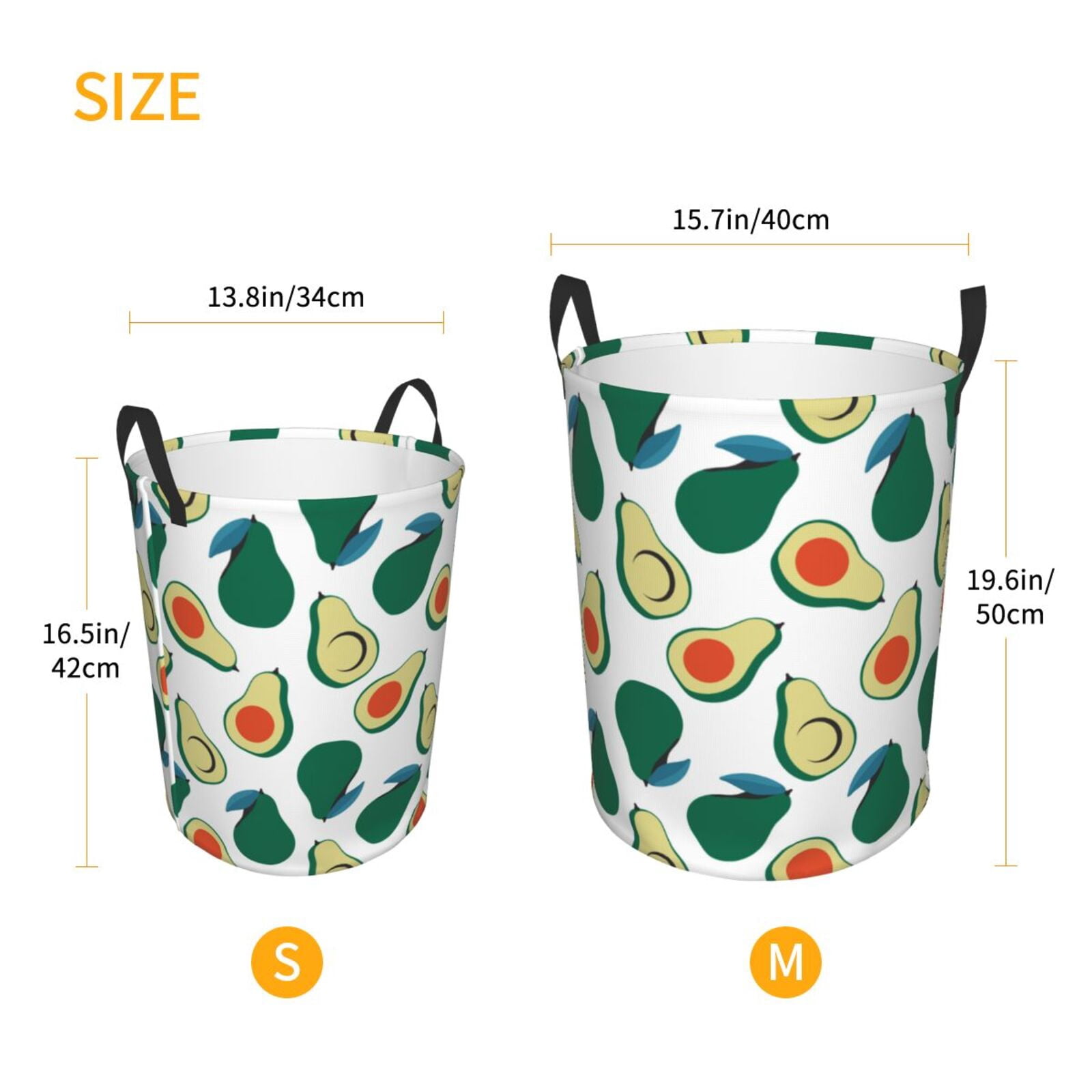 Large Laundry Basket with Handles - Cute Pine Green Avocado Kids Baby Dirty Clothes Laundry Hamper for Bedroom Aesthetic