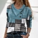 thumbnail image 1 of Pntutb Mujeres Casual Cross Skew Collar Botones Geometría Impreso Blusa de manga larga Camiseta tops Pntutb Pntutb-7278, 1 of 8
