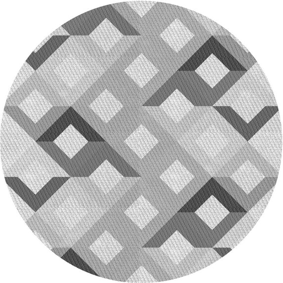 Ahgly Company Machine Washable Indoor Round Transitional Gray Area Rugs, 7' Round