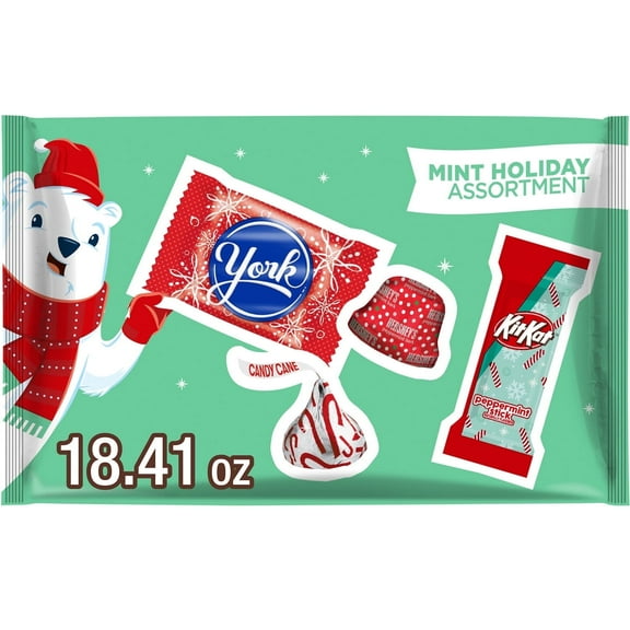 Hershey's, Kit Kat and York Assorted Mint Flavored Christmas Candy, Variety Bag 18.41 oz
