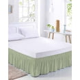 thumbnail image 2 of Sage Green Burlap Texture Bed Skirt King Size, Farmhouse Vintage Sage Green Wrap Around Bed Skirting with Adjustable Elastic Strap, Dust Ruffle Pleated Bedskirts 16 Inch Drop for Bedroom King Beds, 2 of 9