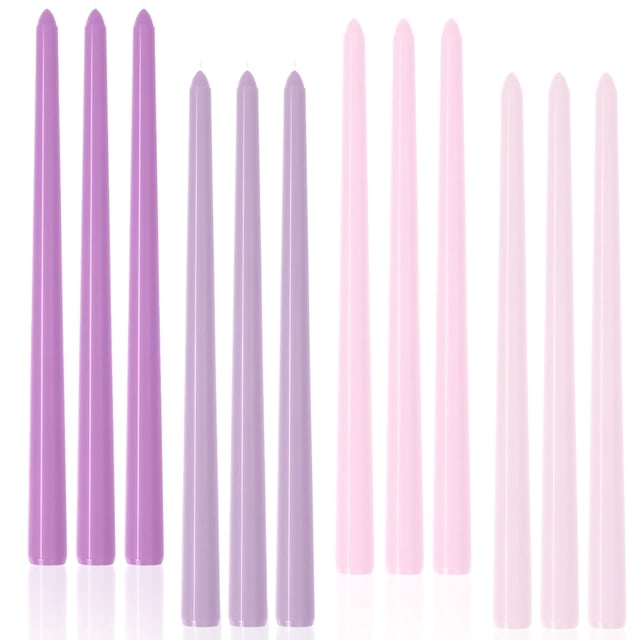 Velas cónicas LPUSA, sin humo, degradadas, moradas, sin perfume, 30 cm