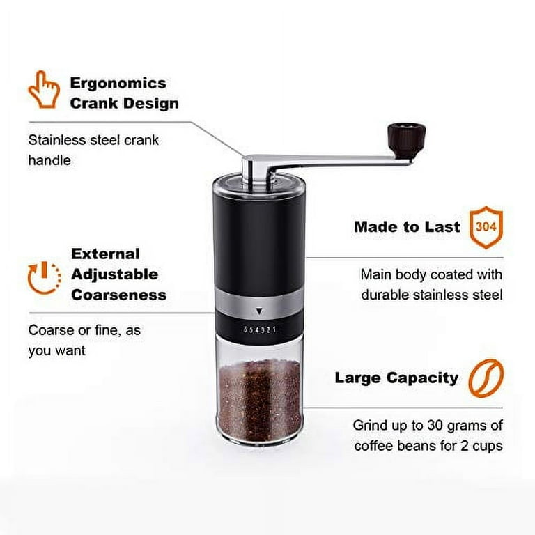 Dual Cutter Manual Coffee Grinder with Highly Nitrogen Steel Conical  Burr,Hand Coffee Bean Grinder Maker Adjustable Coarseness,Portable  Efficiency