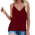 thumbnail image 2 of DuoJiaJ Women Casual Summer V-Neck Camis Top Solid Color Blouse Spaghetti Strap Camisole Top Summer Tank Tops Women Red M, 2 of 2