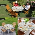 thumbnail image 4 of Spring Floral Round Tablecloth for 36-44 Inch Tables,Fitted Table Cover with Elastic Edge,Butterfly Summer Botanical Watercolor Flowers Waterproof Outdoor Table Cloth Protector for Patio Dinner, 4 of 9