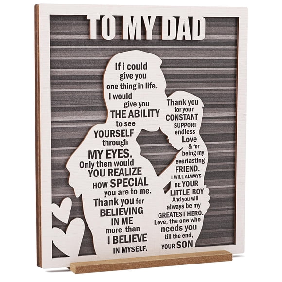 Cartel Decorativo de Madera ARTINAEL Abrazo de Papá y Hijo - Regalo