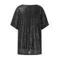 thumbnail image 5 of Hauaitttt Women Plus Size Sparkly Sequin Blingbling V Neck Short Sleeve Loose Top Tee Shirt Was Out Long Sleeve Shirt for Women Casual Summer Long Sleeved Shirts Womens Ladies Athletic Wear Shirt for, 5 of 6