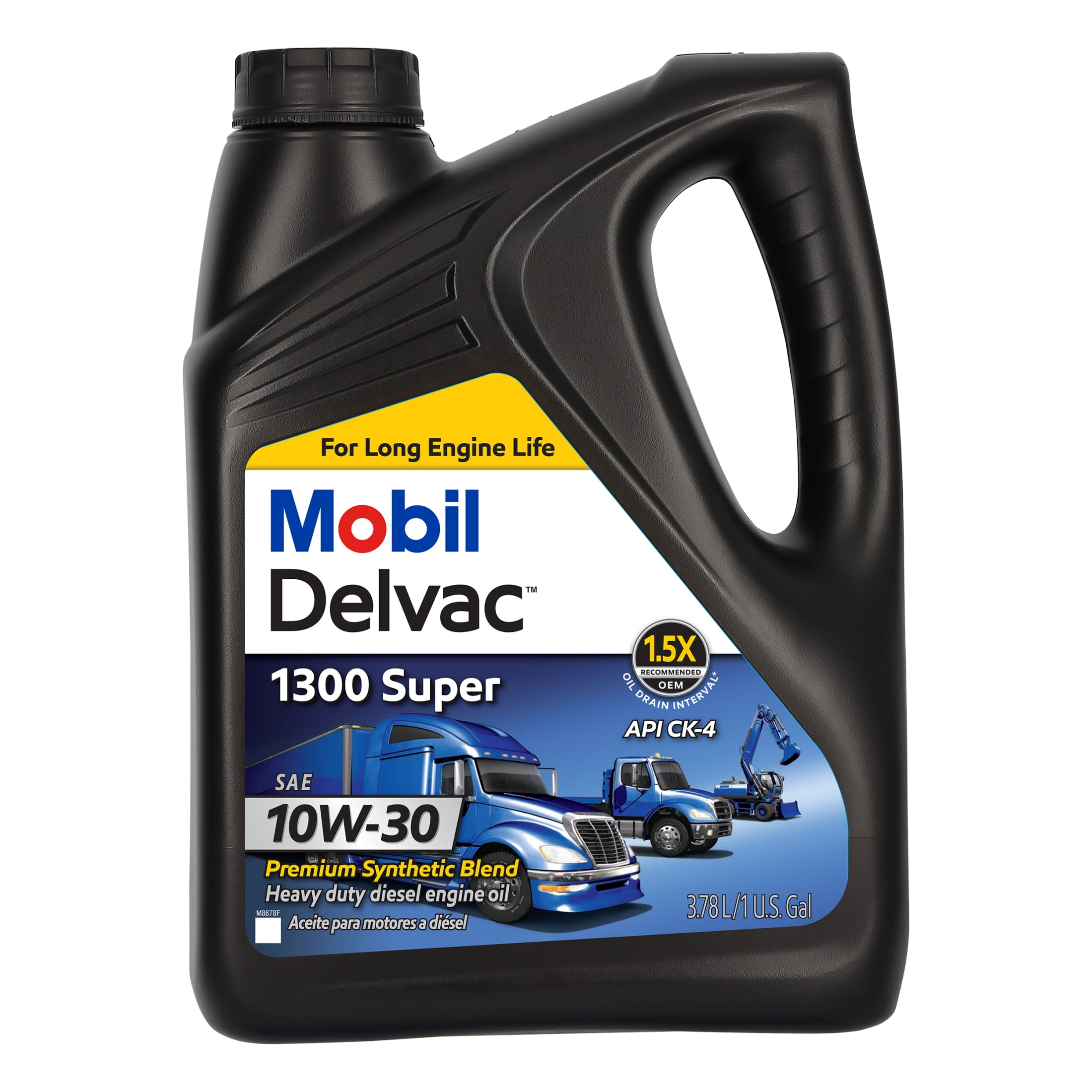 (4 pack) Mobil Delvac 1300 Super Heavy Duty Premium Synthetic Blend Diesel Engine Oil 10W-30, 1 Gallon