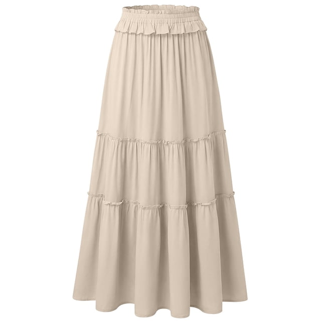Faldas de Cintura Elástica para las Mujeres Verano Color Sólido Cordón Bolsillo Maxi Casual, Faldas Casuales para las Mujeres Confort Ajuste