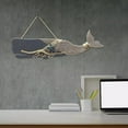 thumbnail image 4 of Decoración de pared de pez de madera, placa rústica de espina de pescado náutica, temática de playa para el hogar Ballena, 4 of 8