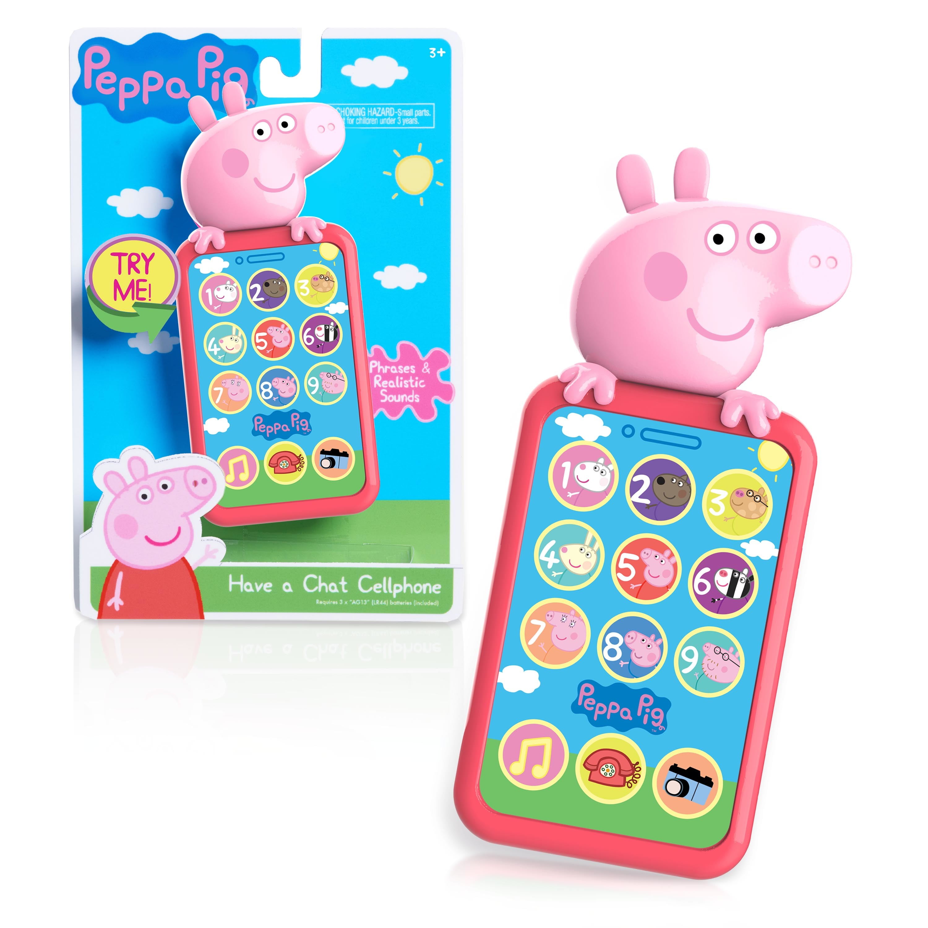 Just Play Peppa Pig Have a Chat Cell Phone, Toy Phone with Realistic Sounds and Light Up Buttons, Kids Toys for Ages 3 up