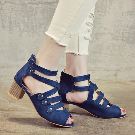 

Cathalem Wedge Sandals for Women Wide Width Outdoor Open Mouth Buckle Strap Fish Women s Sandals Heels Womens Rainbows Sandals Blue 8.5