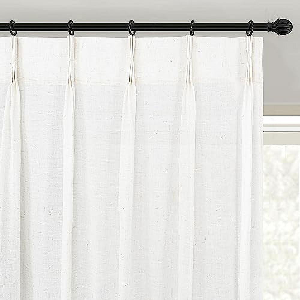 DriftAway Pinch Pleat Linen Textured Semi Sheer Solid Farmhouse and Modern Rustic Linen Curtains High Ceiling Extra Long Drapes for Living Room 15 ft Length 2 Panels W52 x L180 Inches Long Light Linen